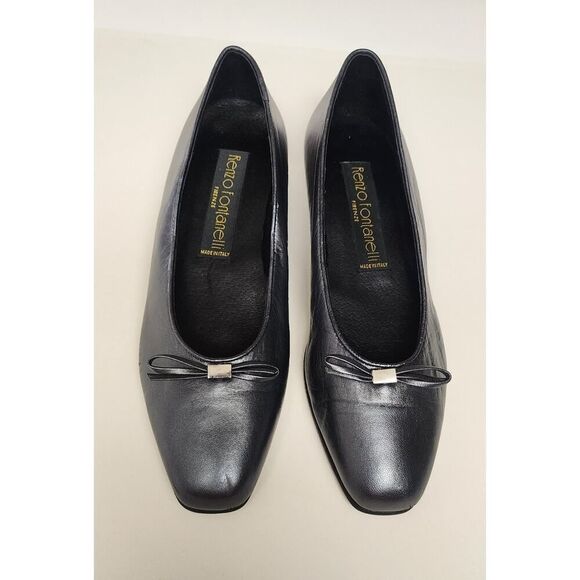 RENZO FONTANELLI Women's Gray Leather Ballet Flat Shoes Size 8B - Picture 5 of 11